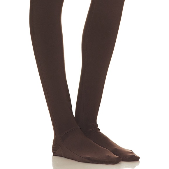 Norma Kamali Slim Fit Turtle Catsuit With Footsie in Chocolate - Picture 13 of 13